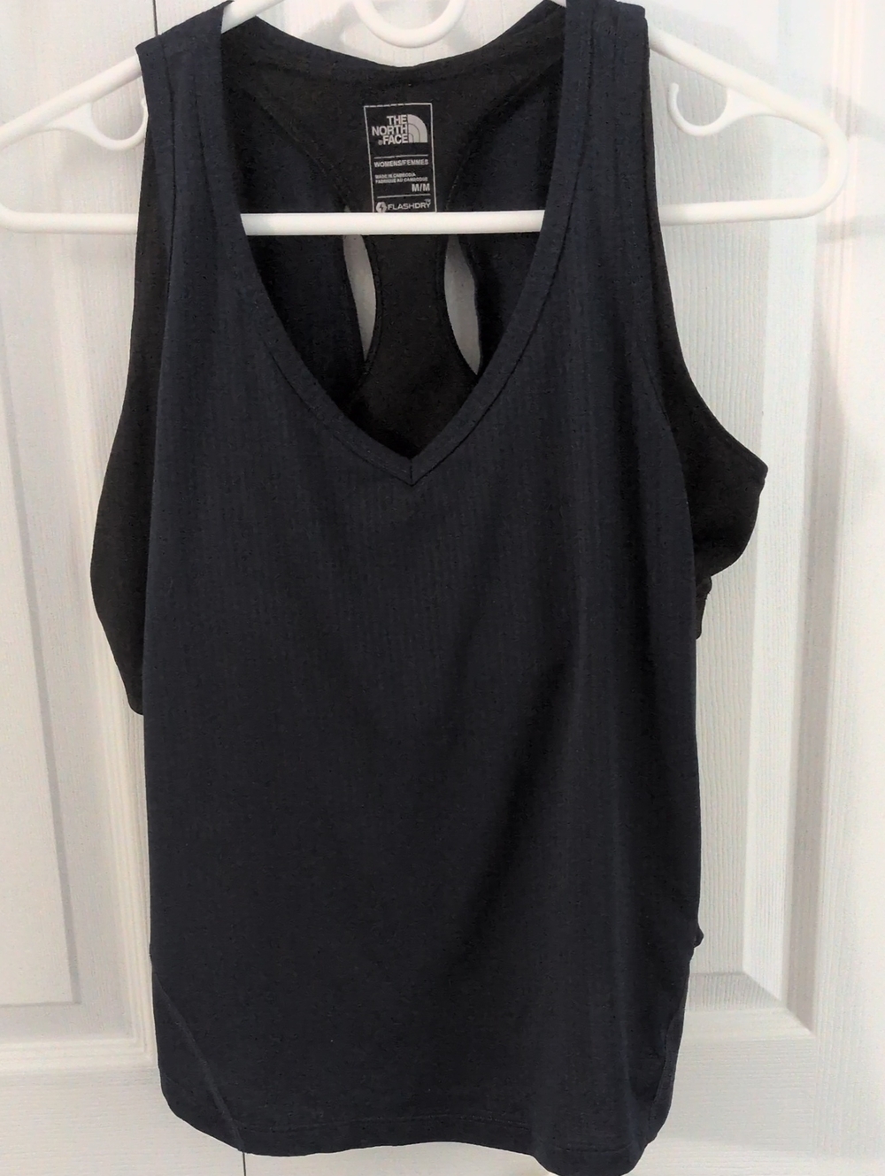 The North Face Women's Navy and Black V-Neck Tank With Inbuilt Sports Bra